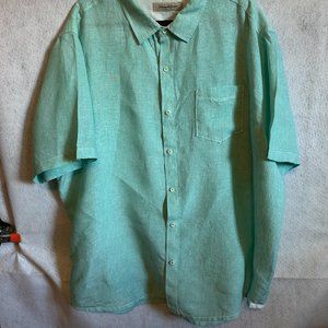 Tommy Bahama Camp Shirt, 100% Linen, 3XL, Pastel Green, NEVER WORN